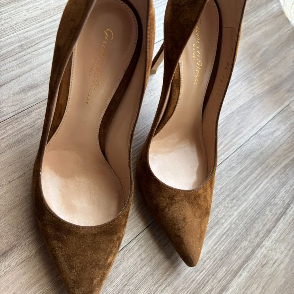 GIANVITO ROSSI Suede Heels tera/brown 105 Full Set- Size 6.5 - Picture 3 of 10